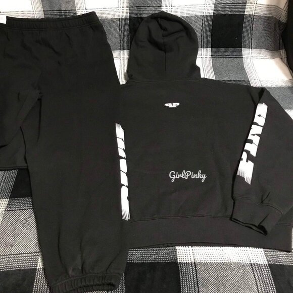 victoria secret PINK RACING sweatpants OUTFIT & FULL ZIP IN BLACK SIZE SMALL - Picture 3 of 12